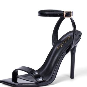 Women's Stiletto Heels Ankle Strap Open Square Toe Heeled Sandals